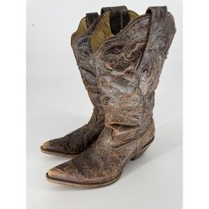 Corral Boots Womens Size 7.5‎ Brown Genuine Lizard Western Cowboy Pointed Toe